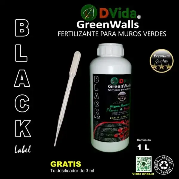 Fertilizante plantas en muros verdes jardines dvida black