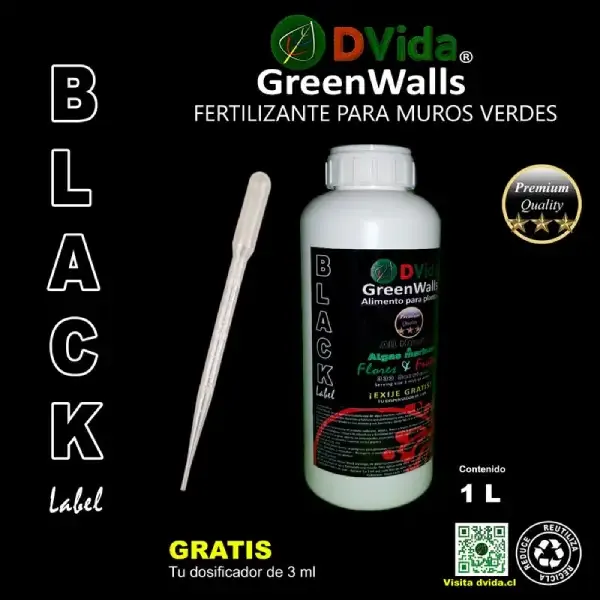 Fertilizante plantas en muros verdes jardines dvida black
